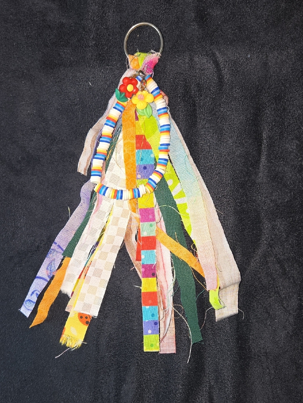 Handmade Multicolor Tassel Key Ring with Beaded Loop